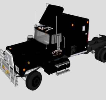 黑色马克卡车SU模型下载_sketchup草图大师SKP模型