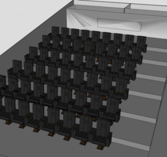 影院黑色联排躺椅SU模型下载_sketchup草图大师SKP模型