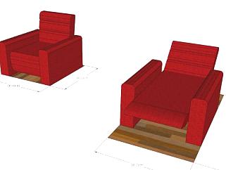红色躺椅SU模型下载_sketchup草图大师SKP模型