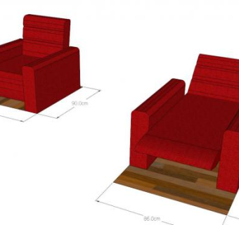 红色躺椅SU模型下载_sketchup草图大师SKP模型