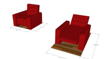 红色躺椅SU模型下载_sketchup草图大师SKP模型