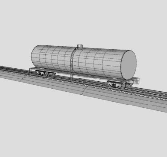 铁轨上的油槽车半挂车SU模型下载_sketchup草图大师SKP模型