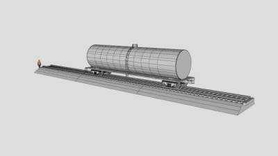 铁轨上的油槽车半挂车SU模型下载_sketchup草图大师SKP模型