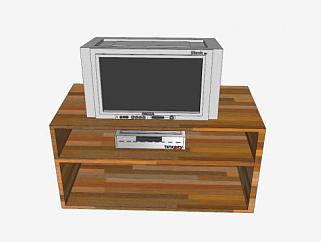 电器老式电视机SU模型下载_sketchup草图大师SKP模型