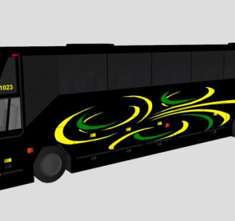 黑色旅游巴士SU模型下载_sketchup草图大师SKP模型