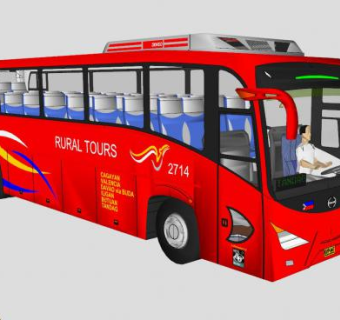 公共汽车乡村游SU模型下载_sketchup草图大师SKP模型