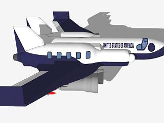 总统运输飞机SU模型下载_sketchup草图大师SKP模型