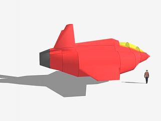 红色电子战飞机SU模型下载_sketchup草图大师SKP模型