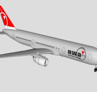 西北航空波音757客机SU模型下载_sketchup草图大师SKP模型