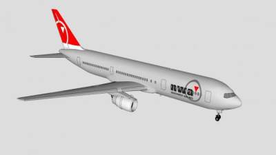 西北航空波音757客机SU模型下载_sketchup草图大师SKP模型