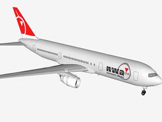 西北航空波音757客机SU模型下载_sketchup草图大师SKP模型