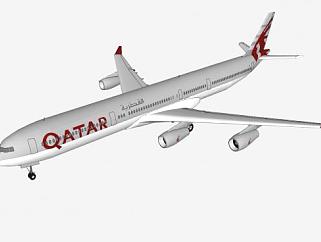 卡塔尔航空A340<em>客机</em>SU模型下载_sketchup草图大师SKP...