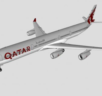 卡塔尔航空A340客机SU模型下载_sketchup草图大师SKP模型