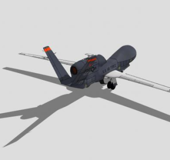 RQ-4A全球鹰无人侦察机SU模型下载_sketchup草图大师SKP模型