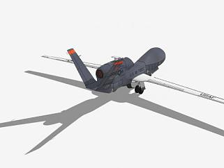 RQ-4A全球鹰无人侦察机SU模型下载_sketchup草图大师SKP模型