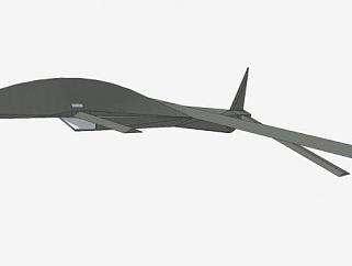 无人空战飞机SU模型下载_sketchup草图大师SKP模型