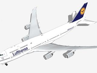 汉莎航空波音747客机SU模型下载_sketchup草图大师SKP模型