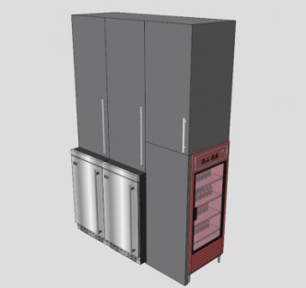 冷藏三门内置橱柜SU模型下载_sketchup草图大师SKP模型