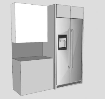 双开门冰箱冷藏柜SU模型下载_sketchup草图大师SKP模型