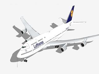 汉莎航空波音747飞机SU模型下载_sketchup草图大师SKP模型