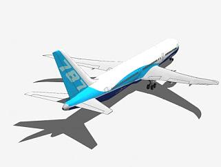 梦幻客机波音787客机SU模型下载_sketchup草图大师SKP模型