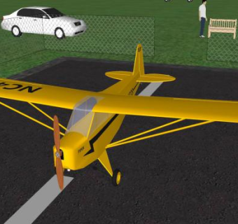 派珀J3轻航机SU模型下载_sketchup草图大师SKP模型