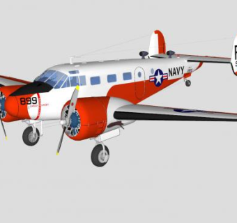 比奇SNB-5飞机SU模型下载_sketchup草图大师SKP模型