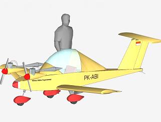 哥伦比亚特技飞机SU模型下载_sketchup草图大师SKP模型