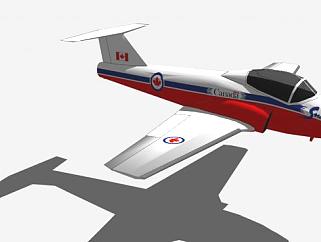 加拿大CL-41教练机SU模型下载_sketchup草图大师SKP模型