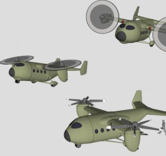 倾转旋翼式飞机SU模型下载_sketchup草图大师SKP模型
