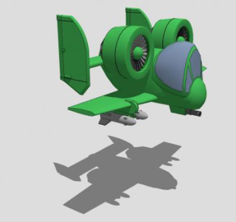 绿色地球保卫飞机SU模型下载_sketchup草图大师SKP模型