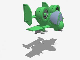 绿色地球保卫飞机SU模型下载_sketchup草图大师SKP模型