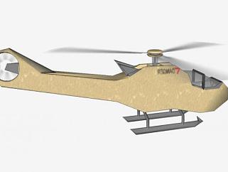 侦察伏击直升机SU模型下载_sketchup草图大师SKP模型