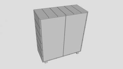 简易白色推门衣柜SU模型下载_sketchup草图大师SKP模型