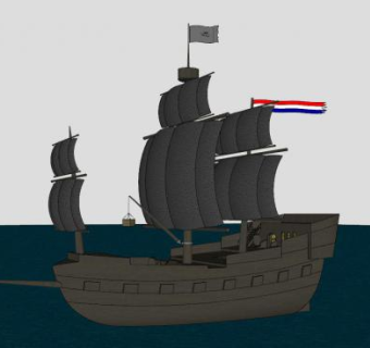 黑珍珠号海盗船SU模型下载_sketchup草图大师SKP模型