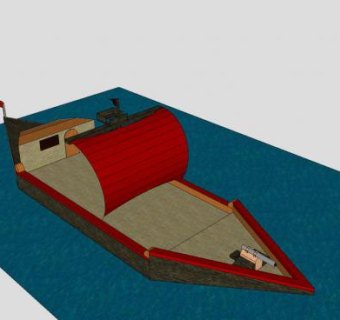 单桅炮舰帆船SU模型下载_sketchup草图大师SKP模型