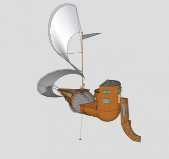 空中帆船SU模型下载_sketchup草图大师SKP模型