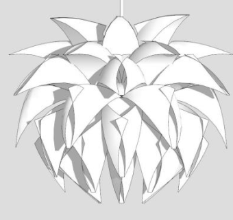 灯罩白色莲花灯SU模型下载_sketchup草图大师SKP模型