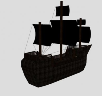 黑珍珠帆船SU模型下载_sketchup草图大师SKP模型