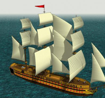 三帆快速炮舰SU模型下载_sketchup草图大师SKP模型