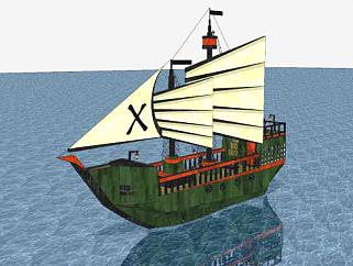 海上航行<em>海盗</em>船SU模型下载_sketchup草图大师SKP模型