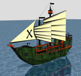 海上航行海盗船SU模型下载_sketchup草图大师SKP模型