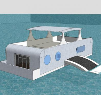 双体房船SU模型下载_sketchup草图大师SKP模型