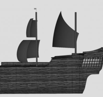 黑珍珠号木帆船SU模型下载_sketchup草图大师SKP模型