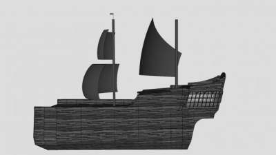 黑珍珠号木帆船SU模型下载_sketchup草图大师SKP模型