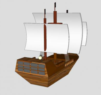 三桅海盗船SU模型下载_sketchup草图大师SKP模型