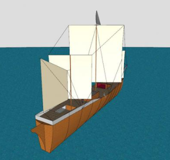 三桅横帆船SU模型下载_sketchup草图大师SKP模型