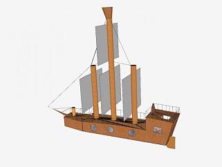 海盗三桅横帆船SU模型下载_sketchup草图大师SKP模型