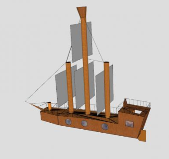 海盗三桅横帆船SU模型下载_sketchup草图大师SKP模型