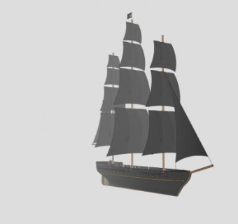 三桅横帆海盗船SU模型下载_sketchup草图大师SKP模型